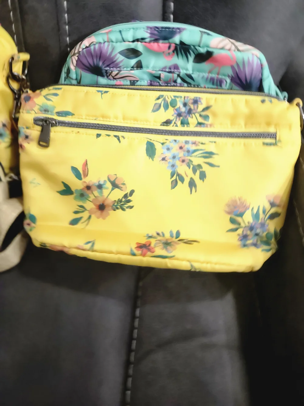 Yellow Floral Crossbody Bag - Lightweight Women's Shoulder Bag